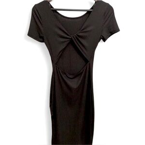 🟢NWT~Ribbed Open Back/Cut Out Twist Bodycon Midi Dress